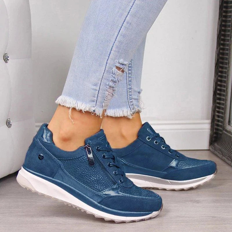 Ellemieke - Baskets femme orthopédiques avec zip latéral