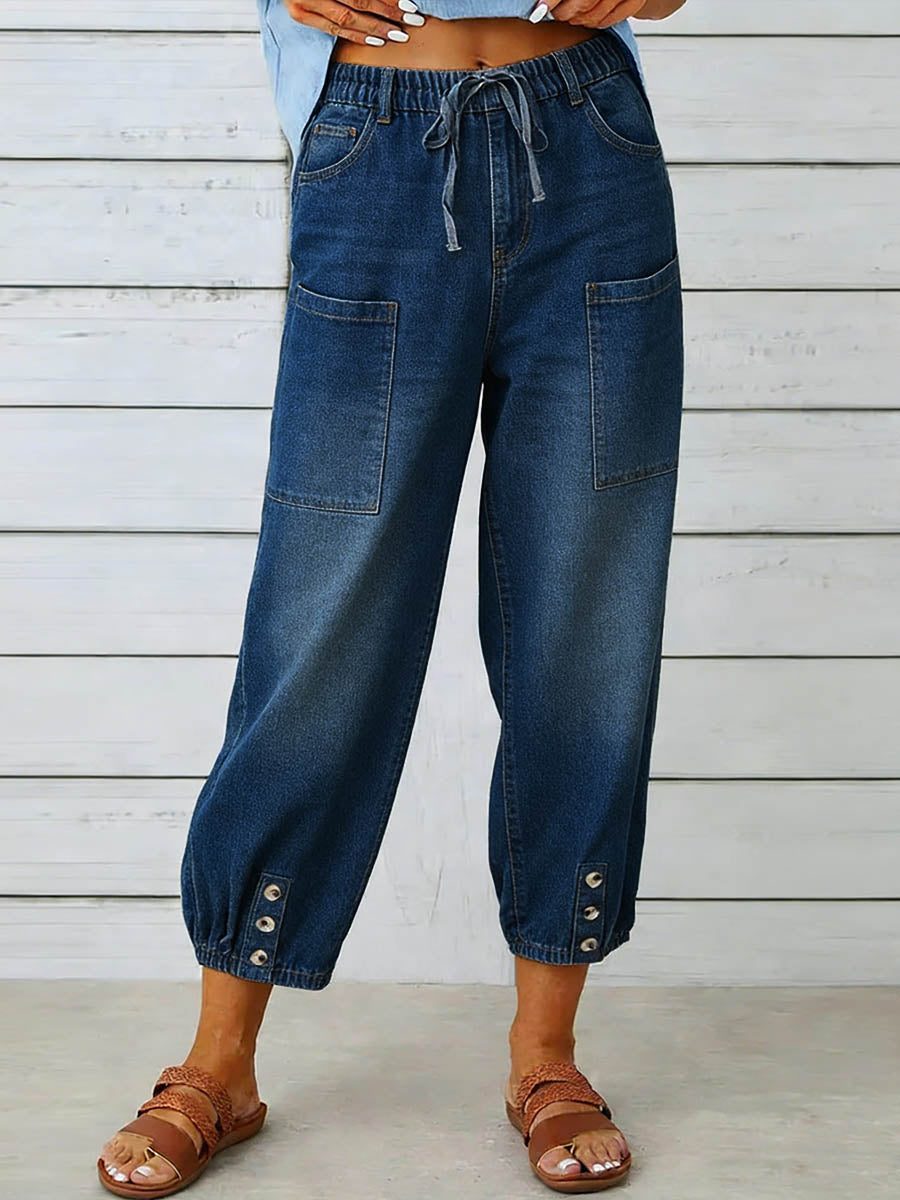 Elythia - Jean Femme Taille Haute Coupe Large Denimstyle Confort Quotidien