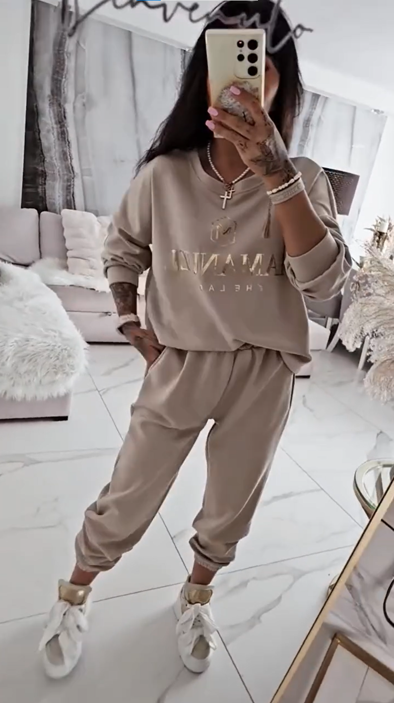 Quelisse - Ensemble blouse imprimée et pantalon ample pour femme
