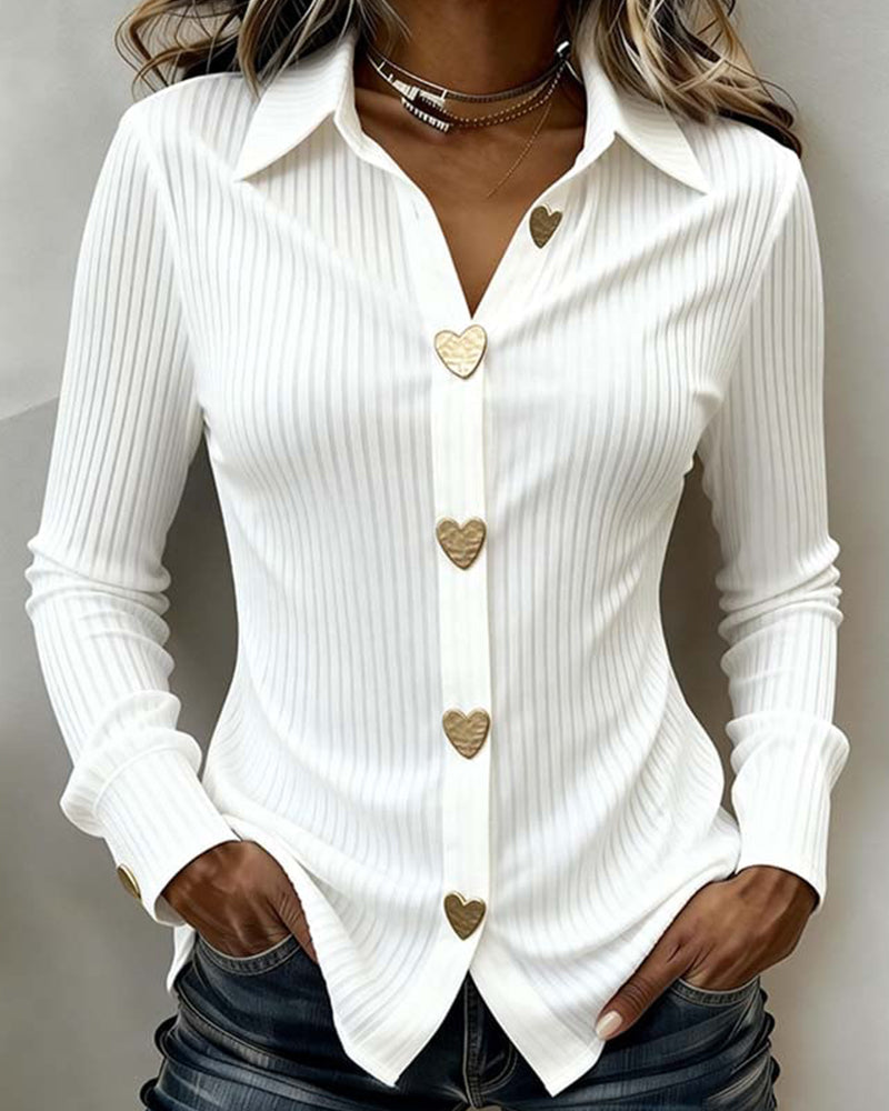 Halyra - Chemise Boutonnée Cœur Élégante
