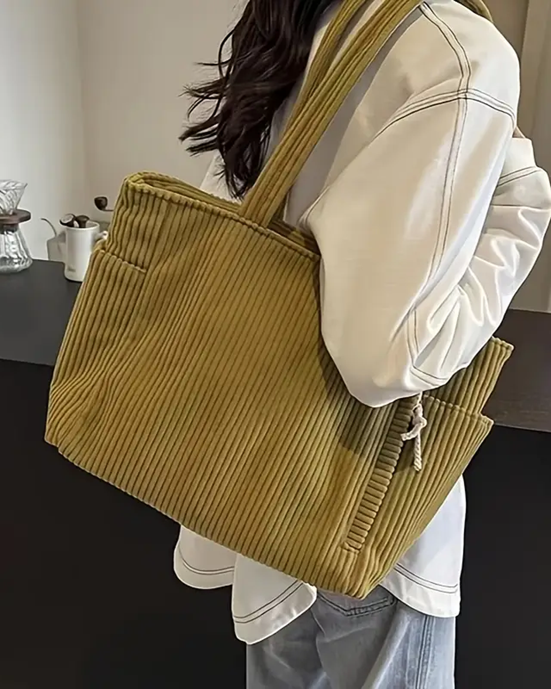 Gisara - Sac fourre-tout côtelé avec détail en corde