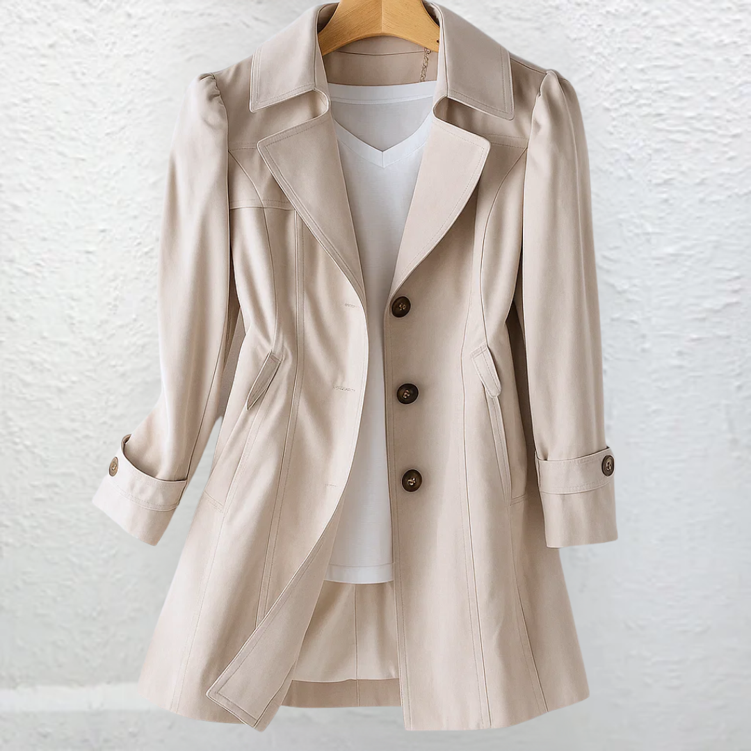 Glyorae - Manteau trench femme élégant coupe ajustée style classique intemporel