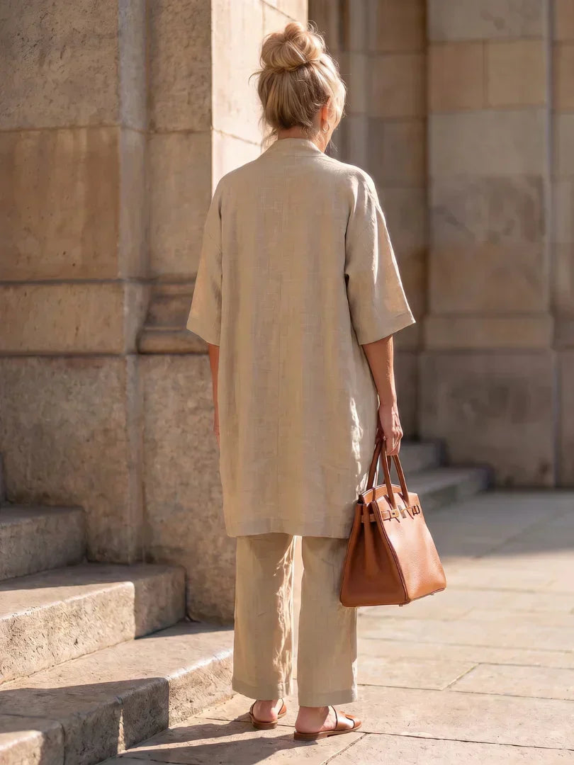 Faevina - Ensemble femme léger avec kimono, haut et pantalon