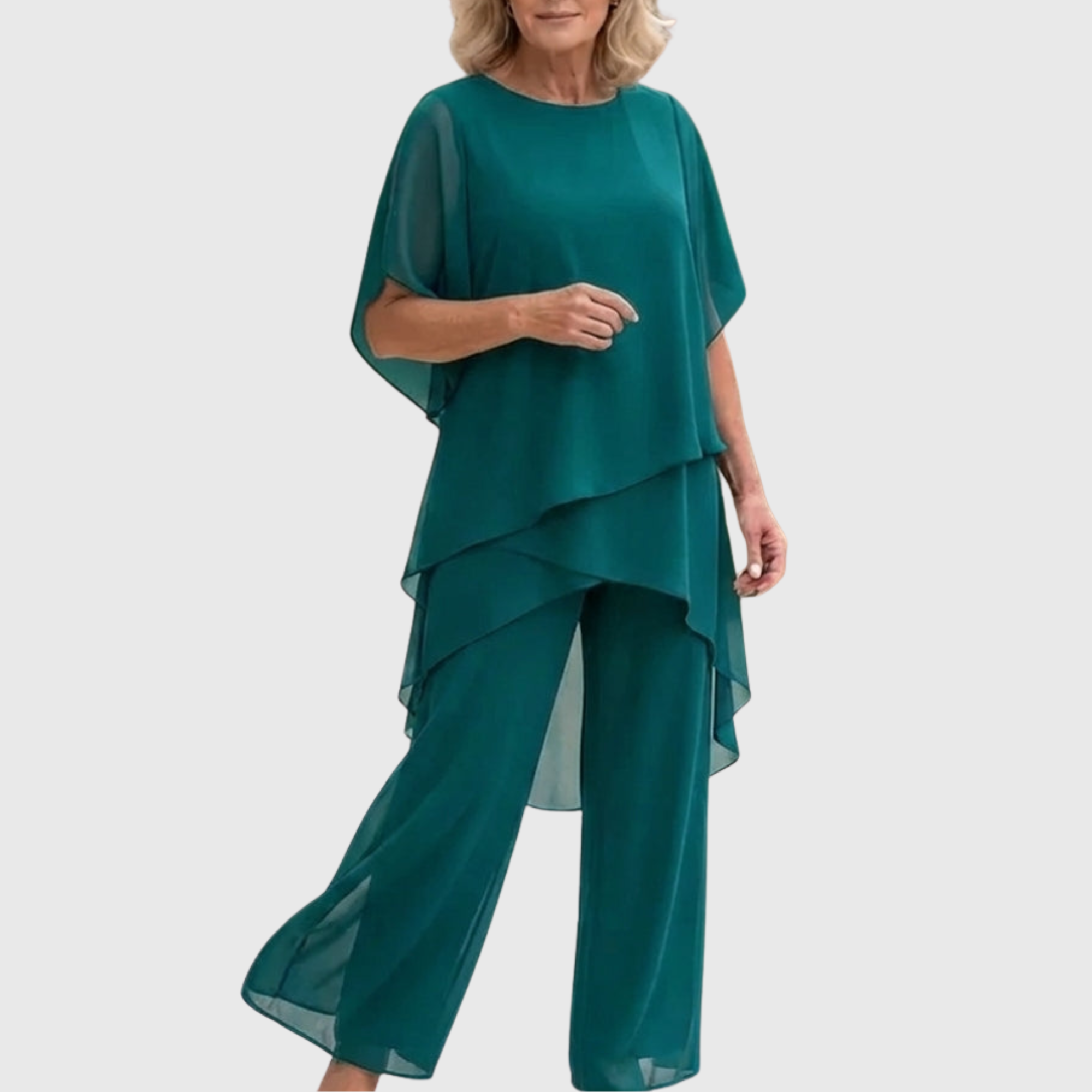 Fosira - Ensemble Femme Élégant Drapé Pantalon Palazzo Fluide