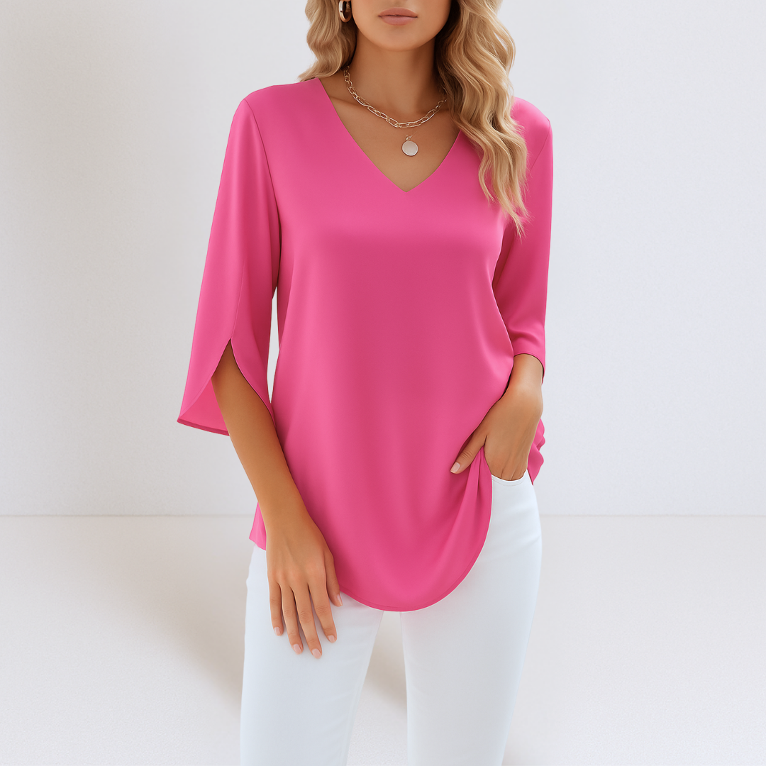 Rialta - Blouse élégante à col en V et manches fendues