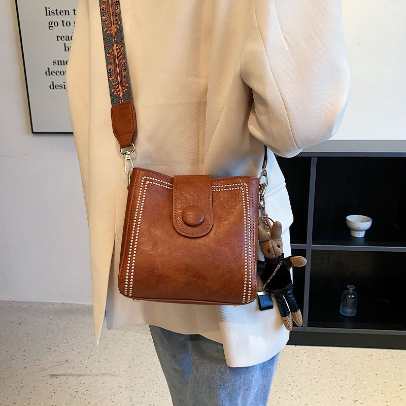 Marguerite - Sac Carré Rétro en PU Souple pour Femmes