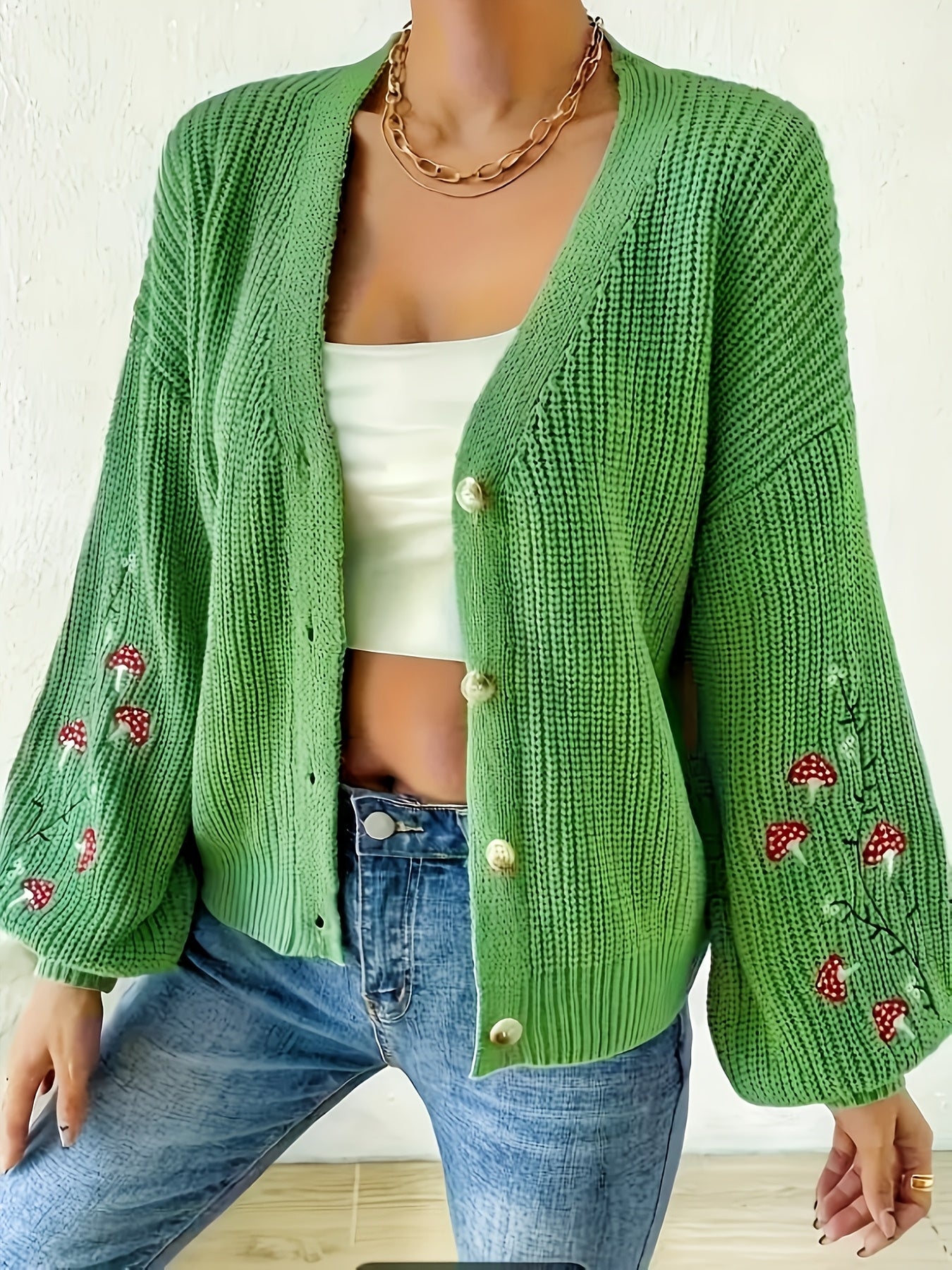 Romilly - Cardigan Brodé Champignon
