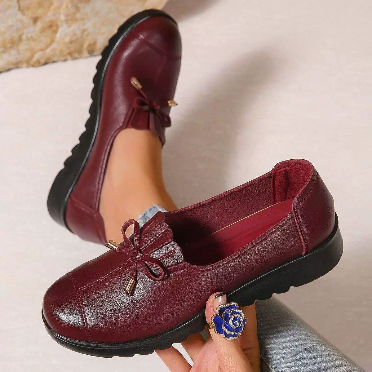 Nieske - Mocassins Femme Confortables à Enfiler avec Nœud et Semelle Plateforme