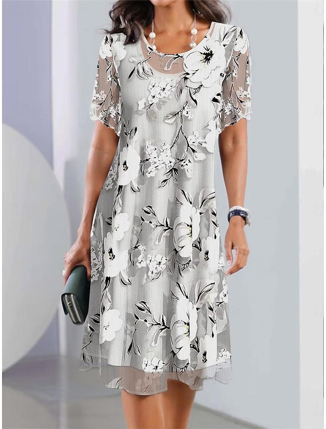 Serenella - Robe Midi Plissée à Imprimé Floral pour un Style Élégant et Confortable