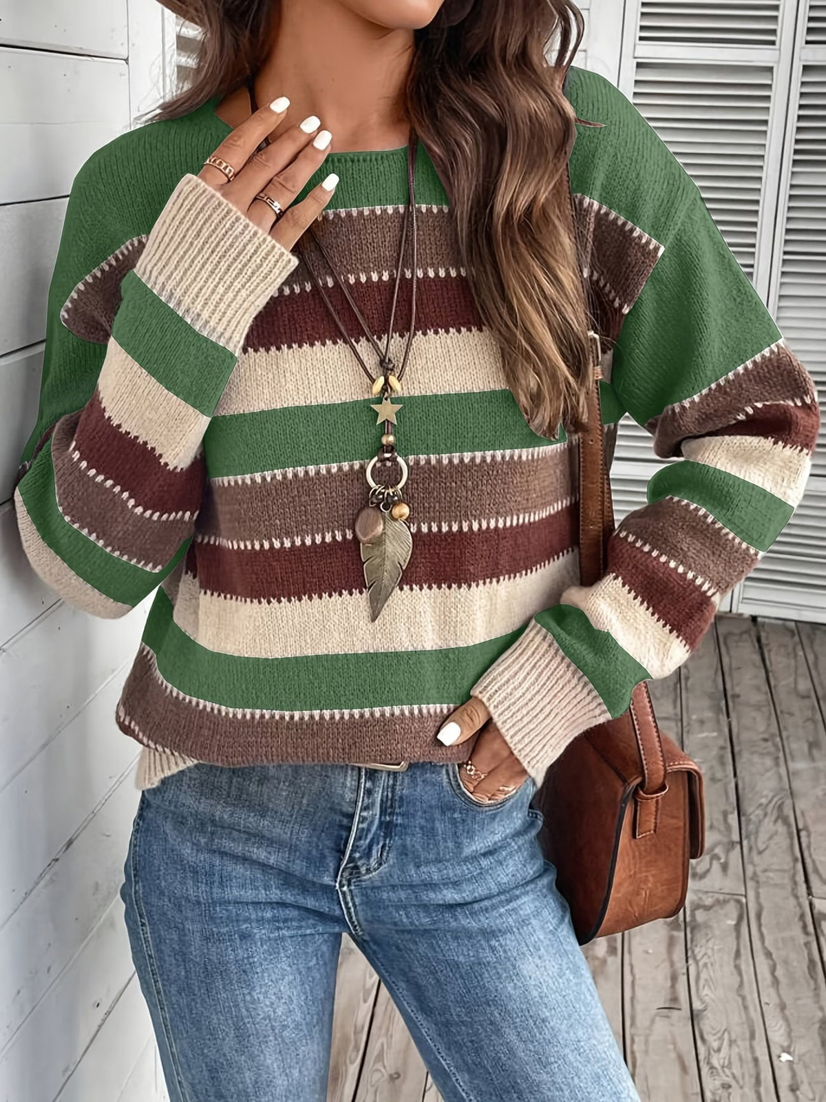 Lucette - Pull femme rayé en maille à manches longues