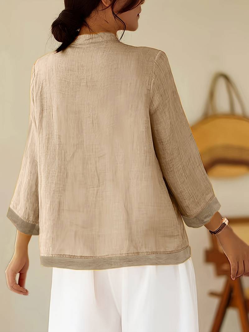 Celmira - Chemise Vintage Ample à Fermeture Nouée