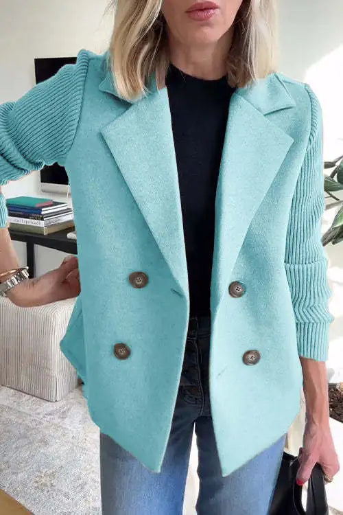 Augustine - Manteau Décontracté à Col avec Manches Patchwork