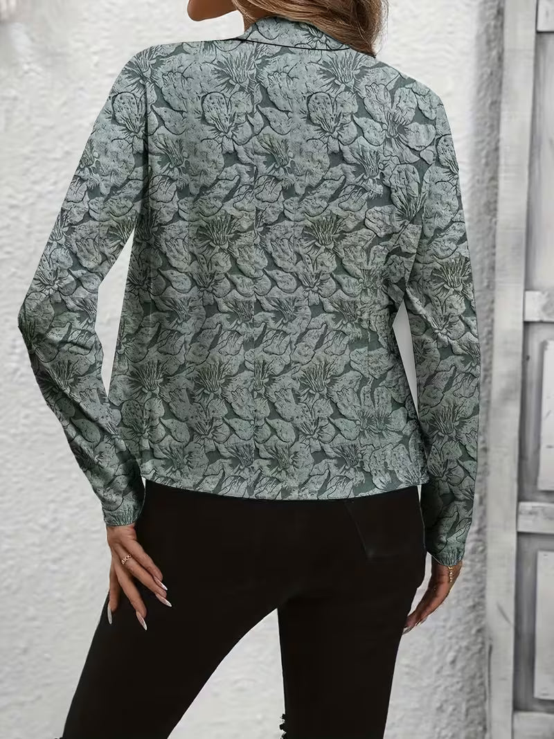 Mylène - Blazer femme floral à col structuré et manches longues