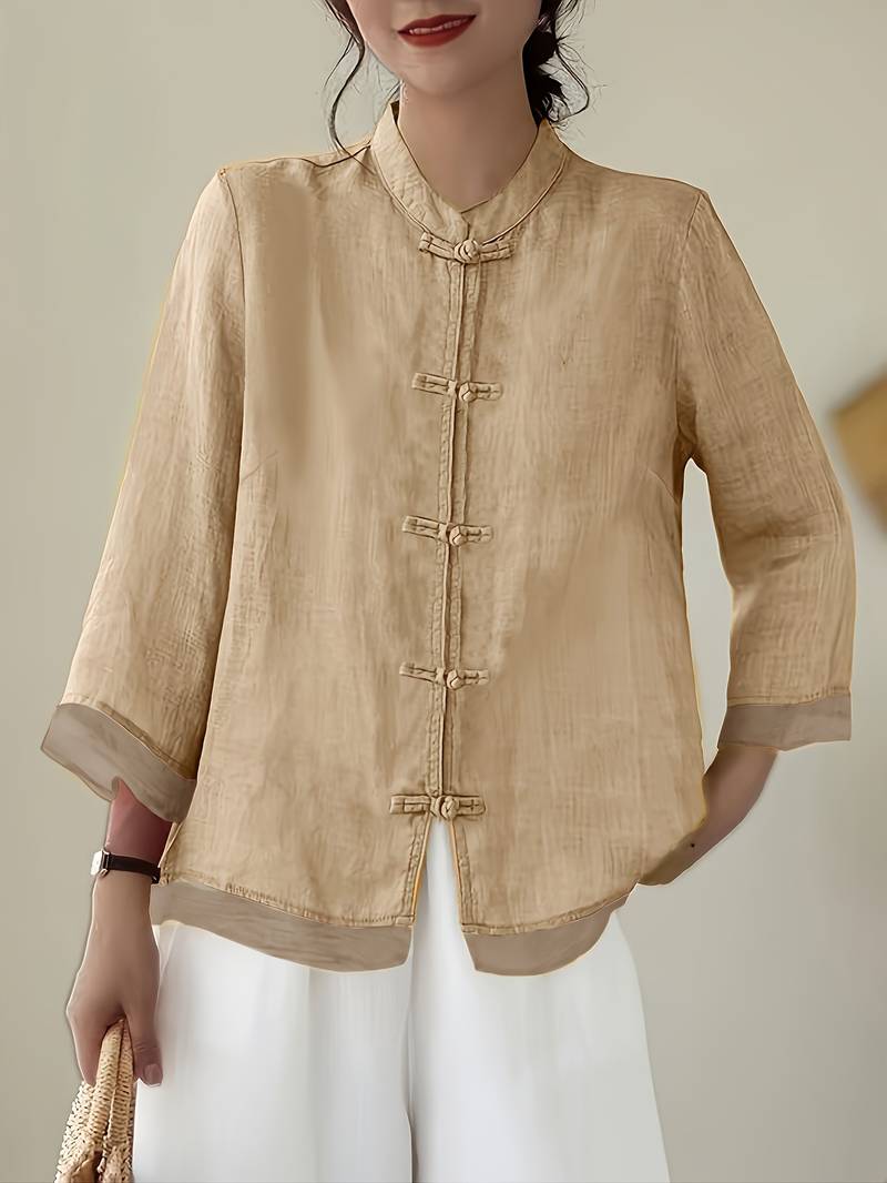 Celmira - Chemise Vintage Ample à Fermeture Nouée