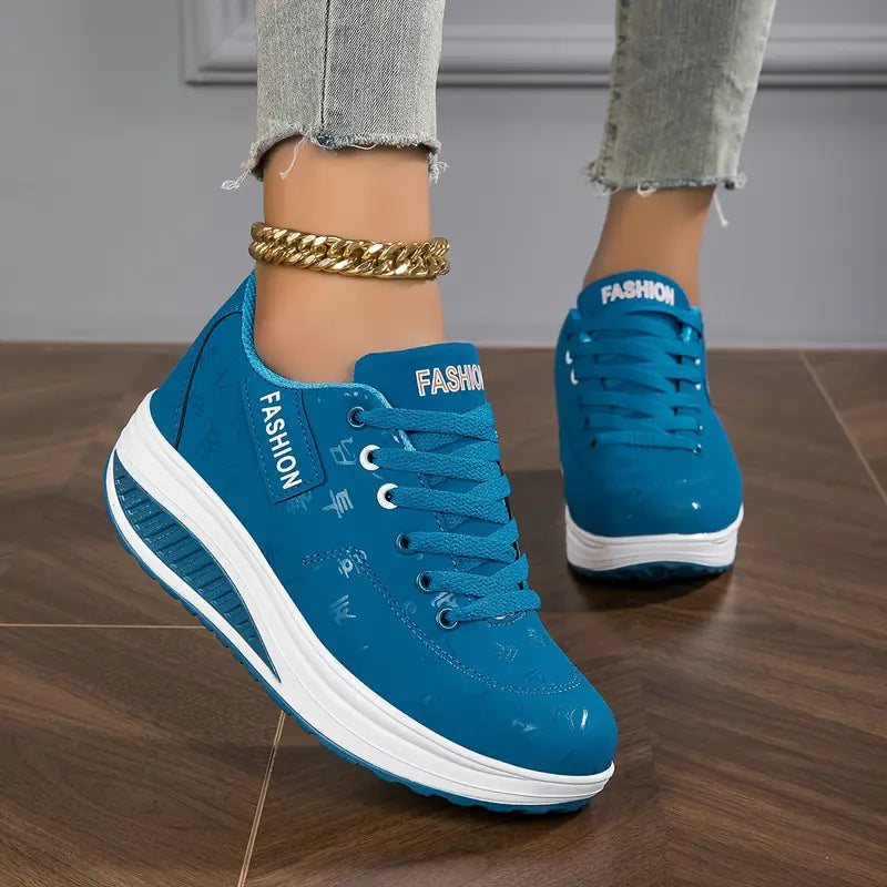 Brelina - Baskets femme plateforme lacets cuir synthétique confort quotidien