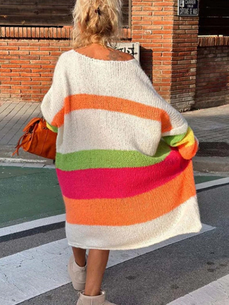 Elviana - Robe Pull en Cachemire à Blocs de Couleurs