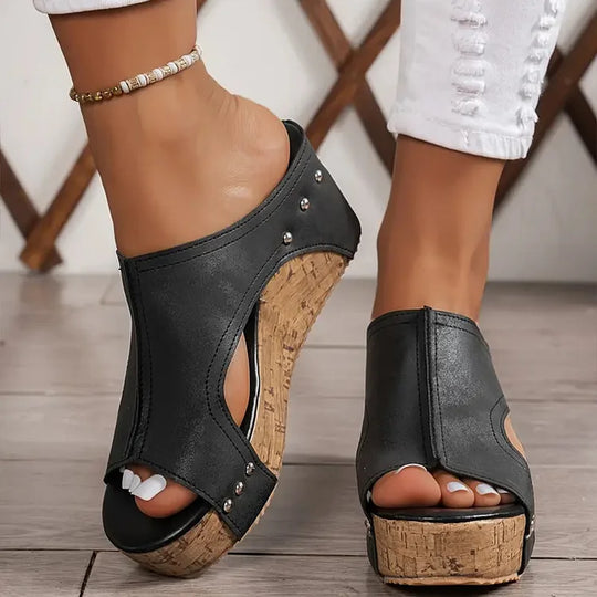 Cyravynne - Sandales compensées femme confortables à soutien orthopédique