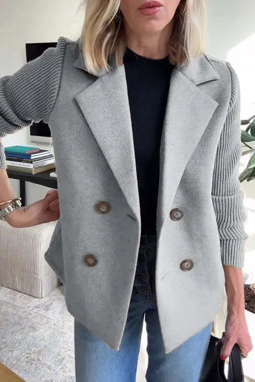 Augustine - Manteau Décontracté à Col avec Manches Patchwork