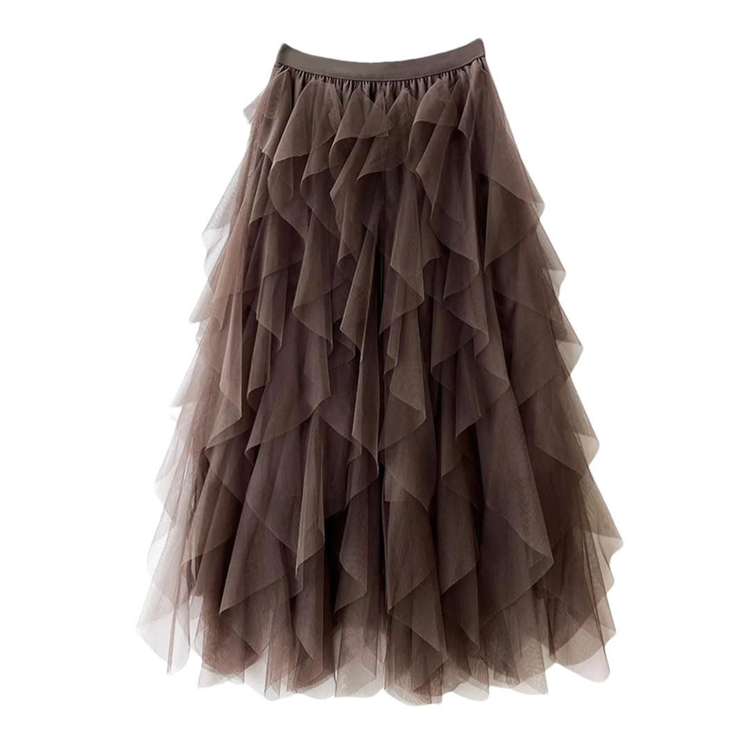 Orlisse - Jupe Femme Évasée à Taille Haute Élastique