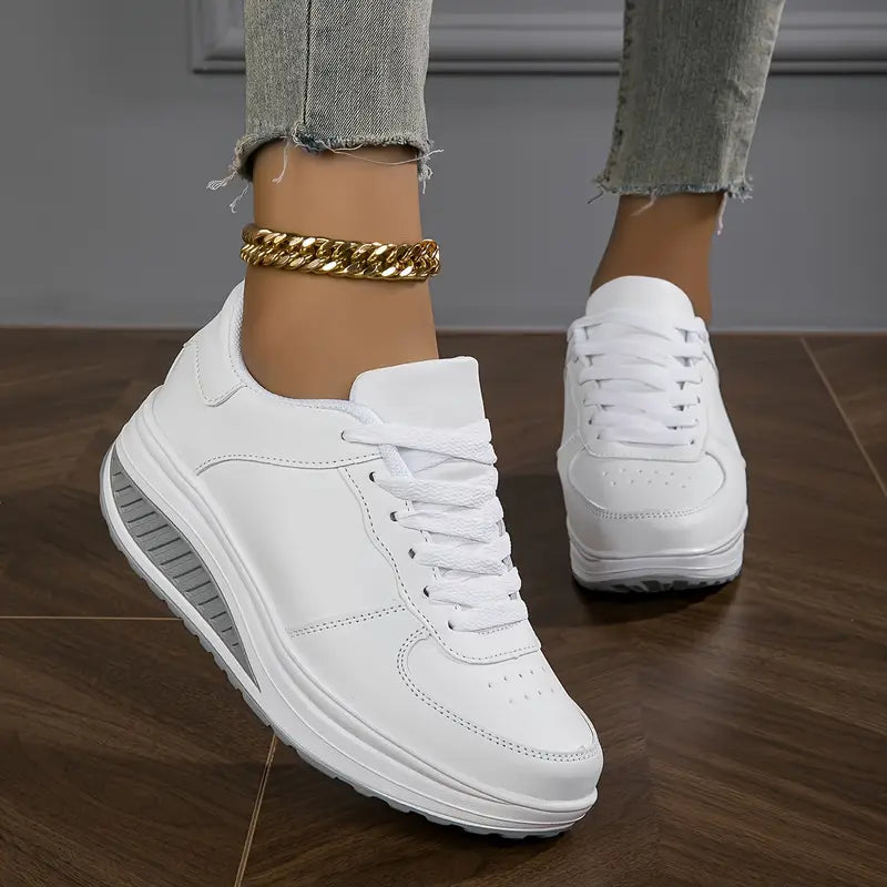 Brelina - Baskets femme plateforme lacets cuir synthétique confort quotidien