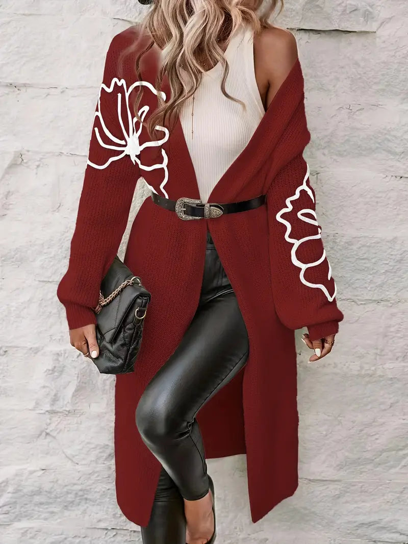 Mirielle - Cardigan Floral Élégant à Épaules Tombantes