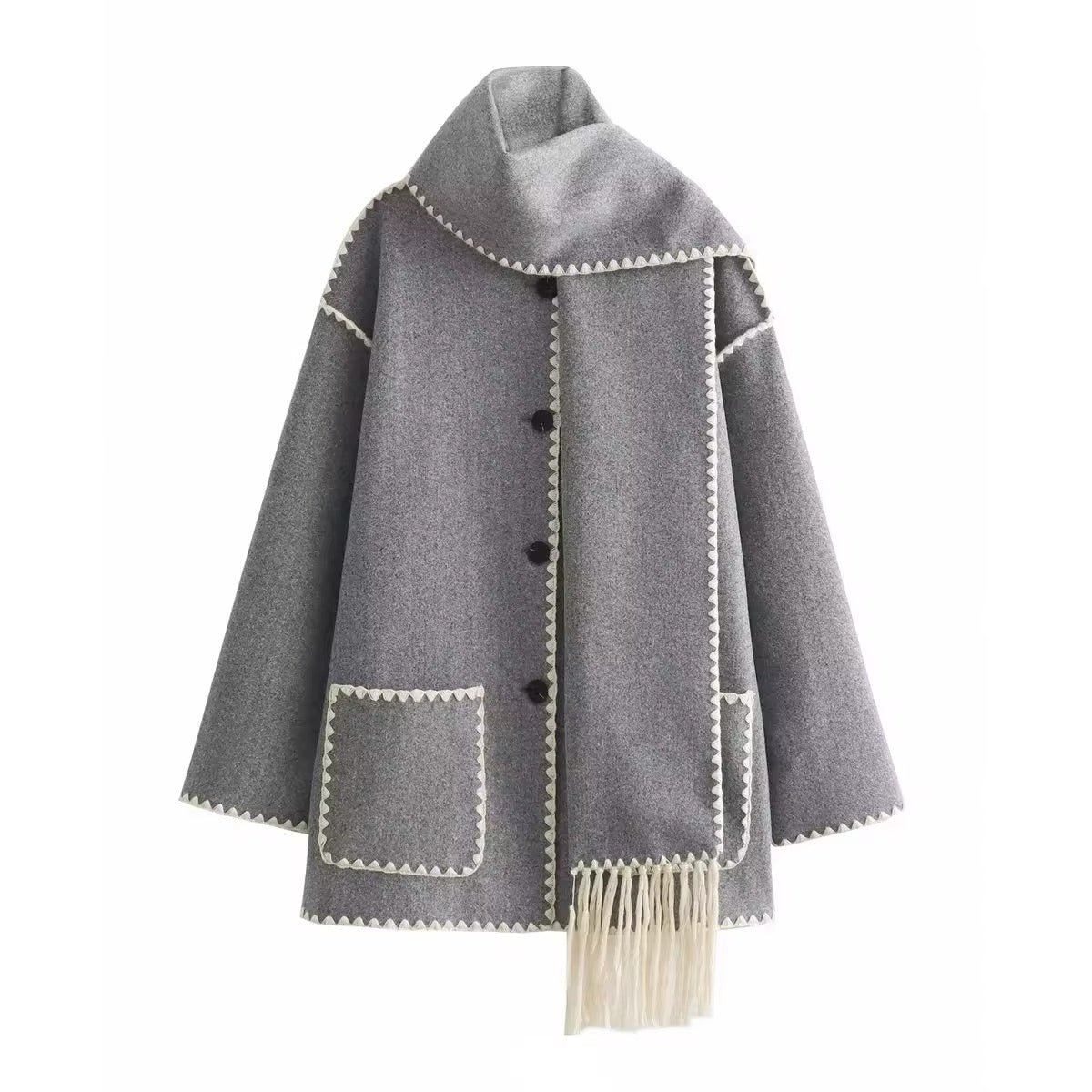 Antoinette - Manteau Élégant avec Col Rond et Poches