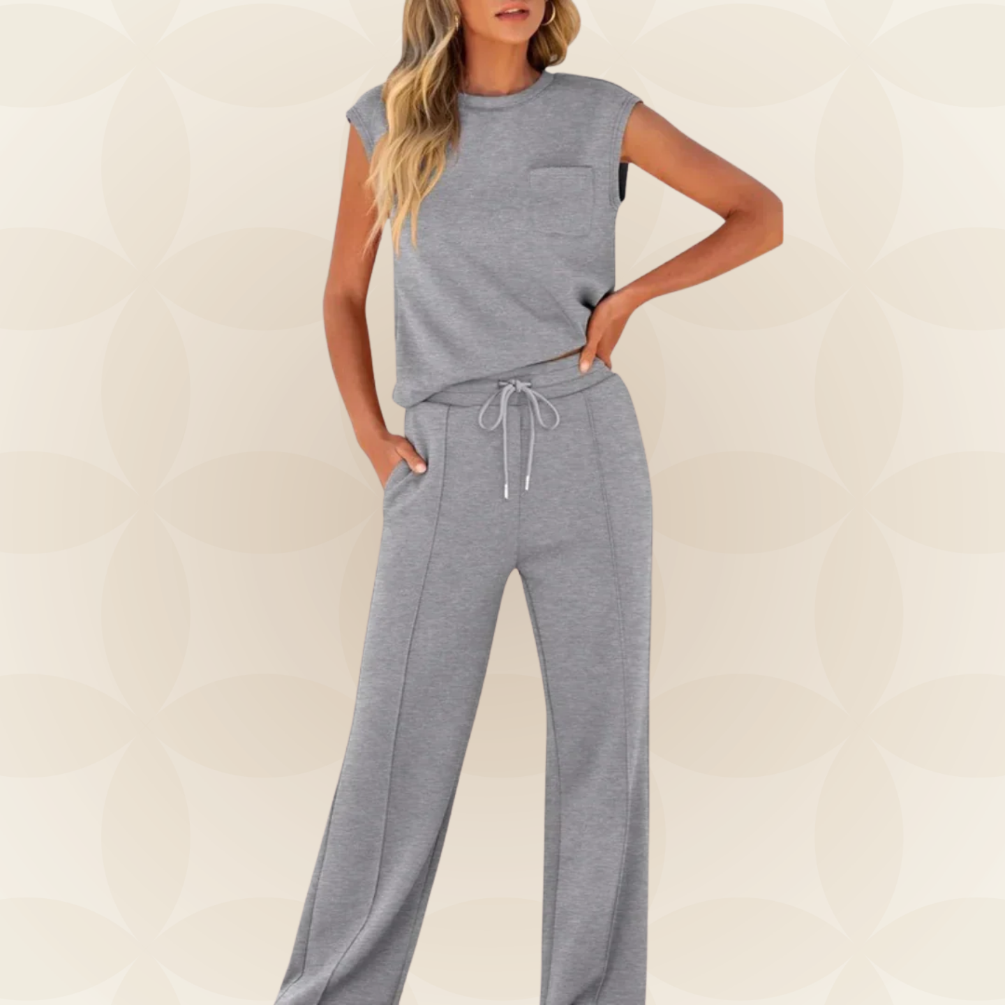 Rovessa - Ensemble détente femme deux pièces avec pantalon large