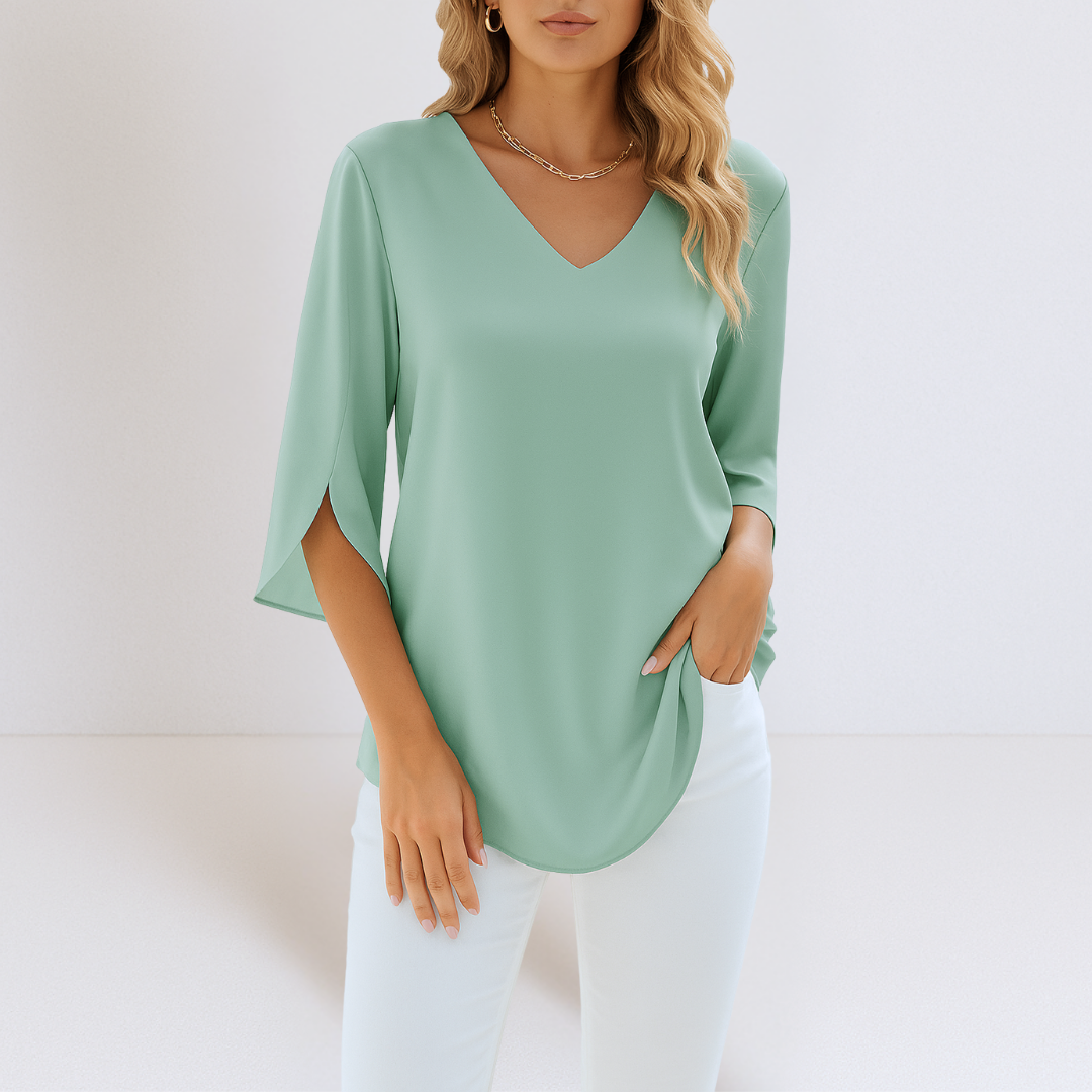 Rialta - Blouse élégante à col en V et manches fendues