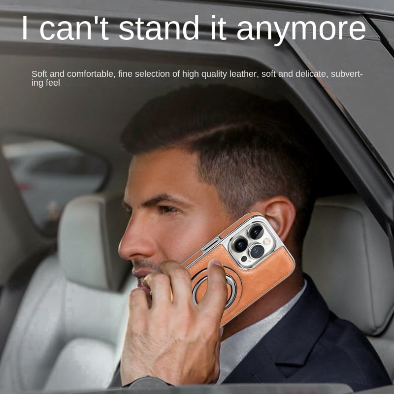 Jalira - Housse de téléphone iPhone en cuir luxueux avec support invisible