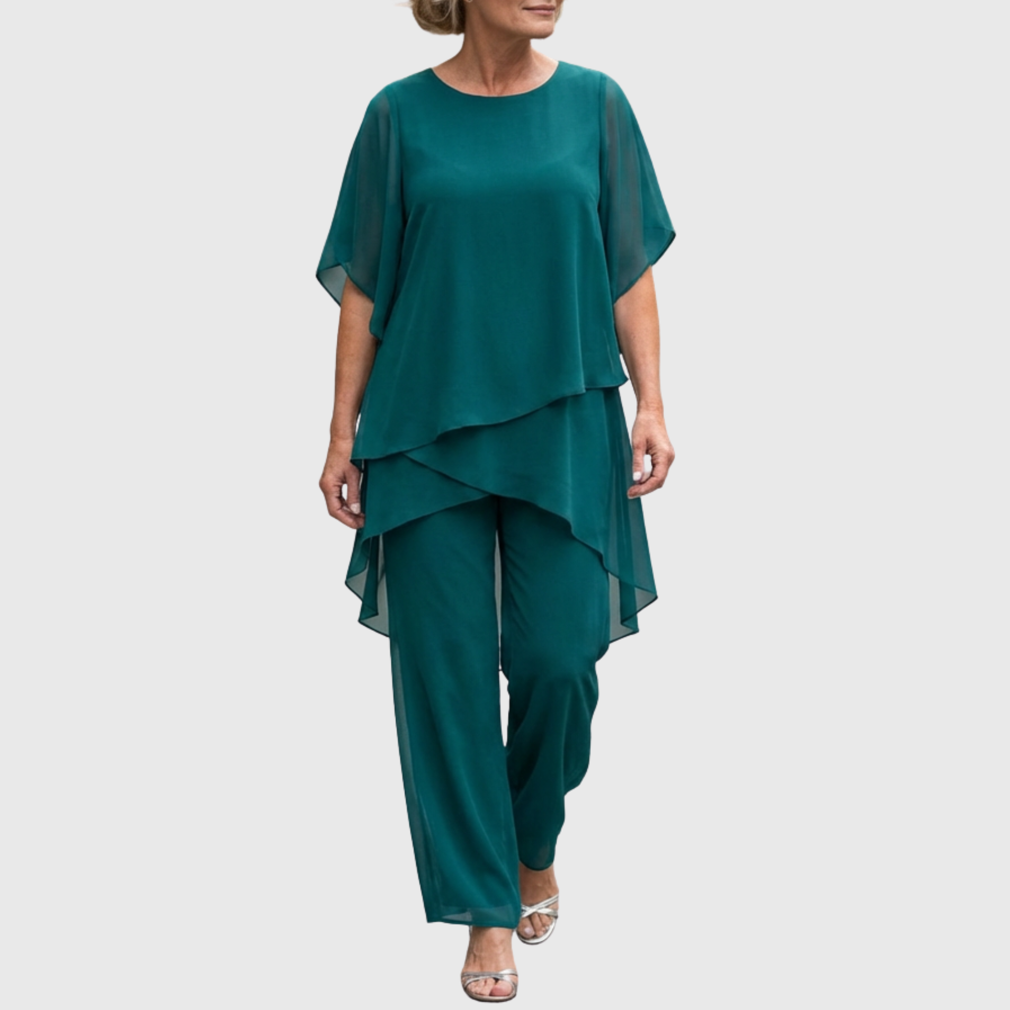 Fosira - Ensemble Femme Élégant Drapé Pantalon Palazzo Fluide