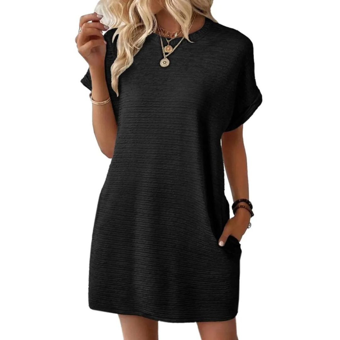 Aurellia - Robe d’été femme à col rond et coupe décontractée