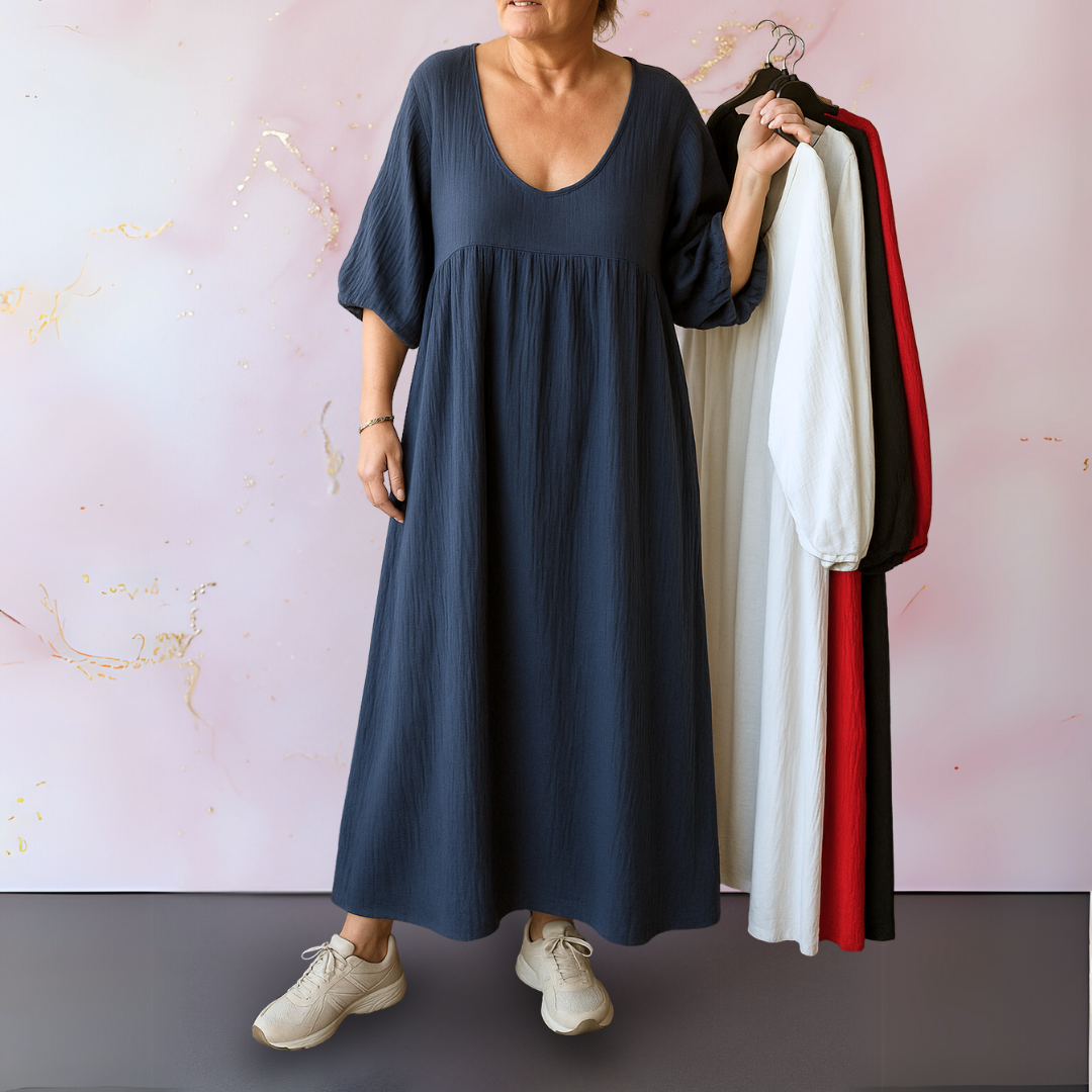Cléo - Robe Unicolore avec V-hals