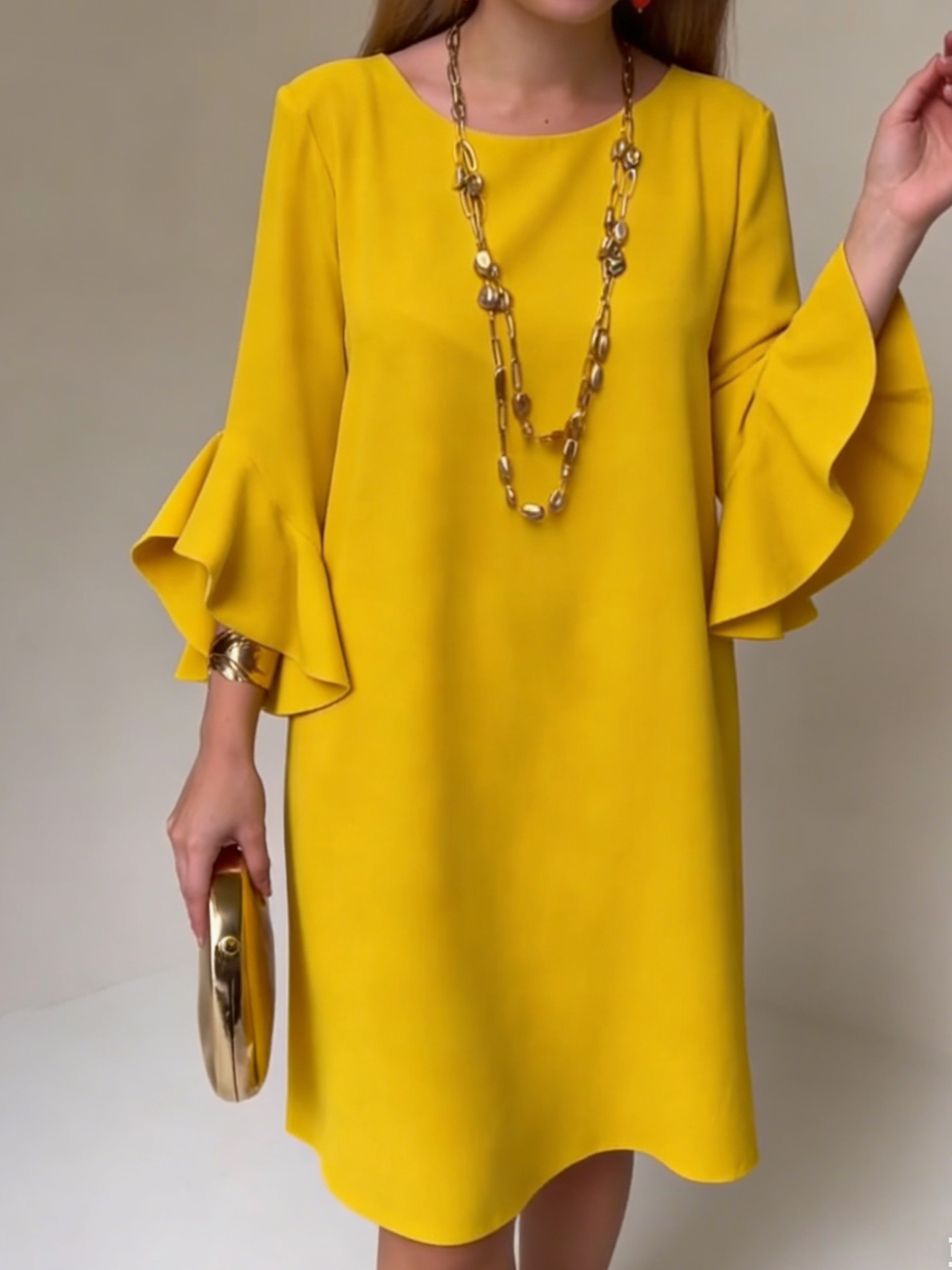 Eryza - Robe Femme Fluide Manches à Volants Coupe Confort Style Élégant