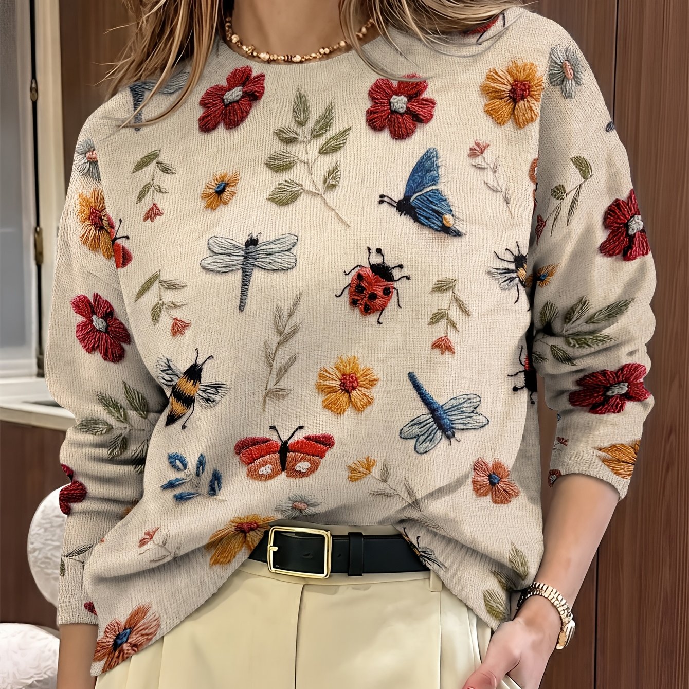 Fiorika - Pull Brodé Nature Élégante
