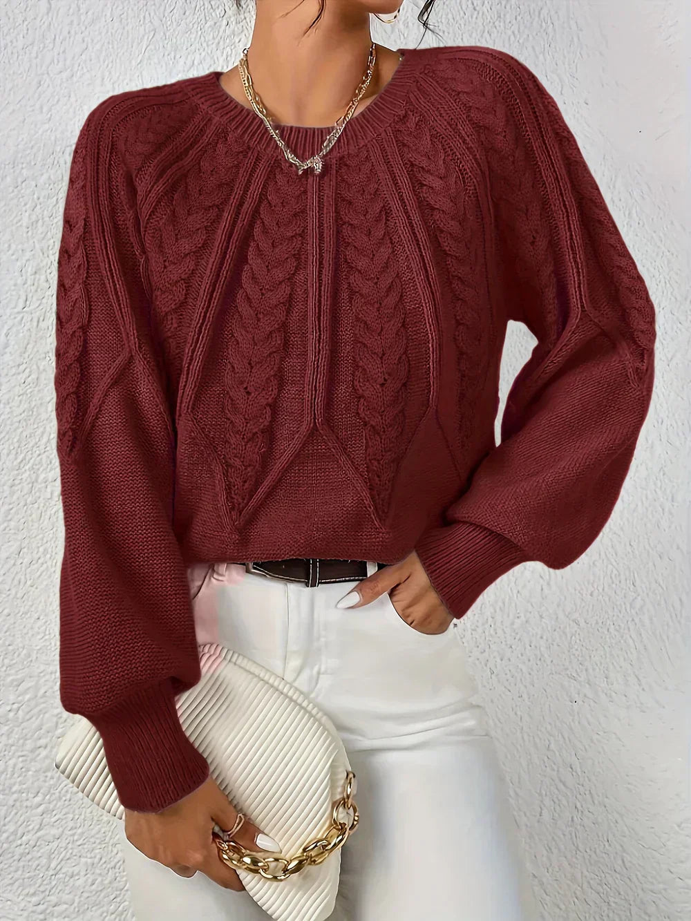 Cezanne - Pull épais à manches bouffantes pour femme