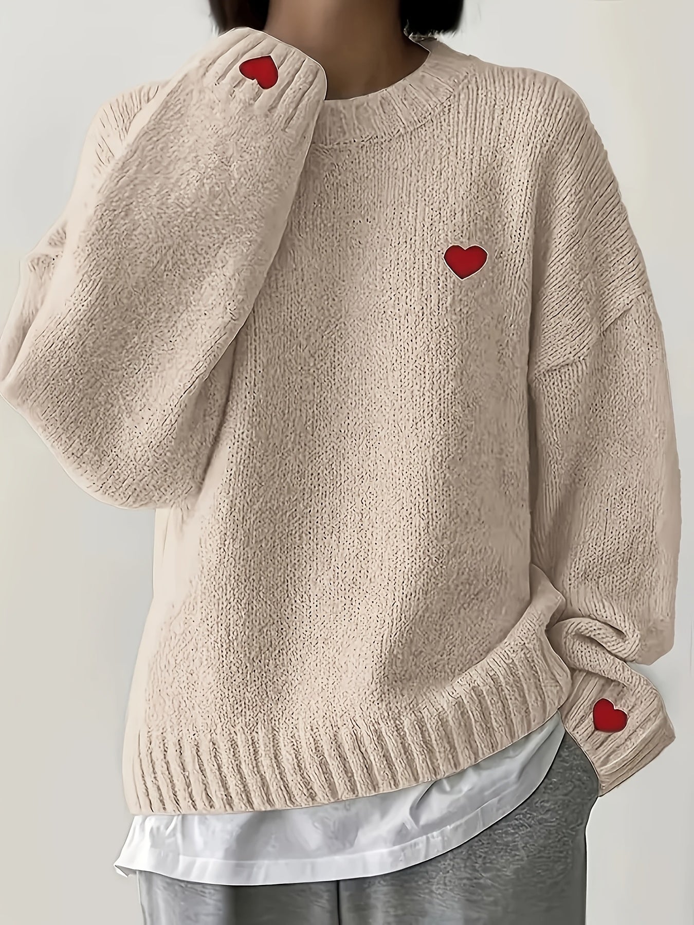 Lunetta - Pull Cœur Tricot Décontracté