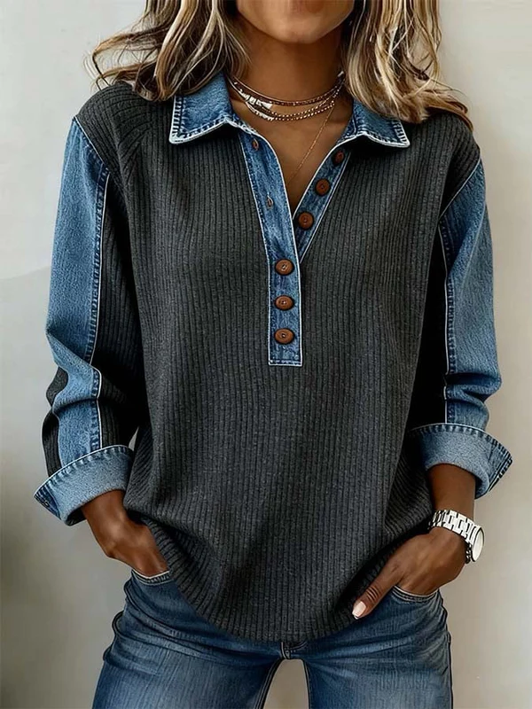 Marisolenne -  Sweatshirt Casual À Surpiqûres Contrastées