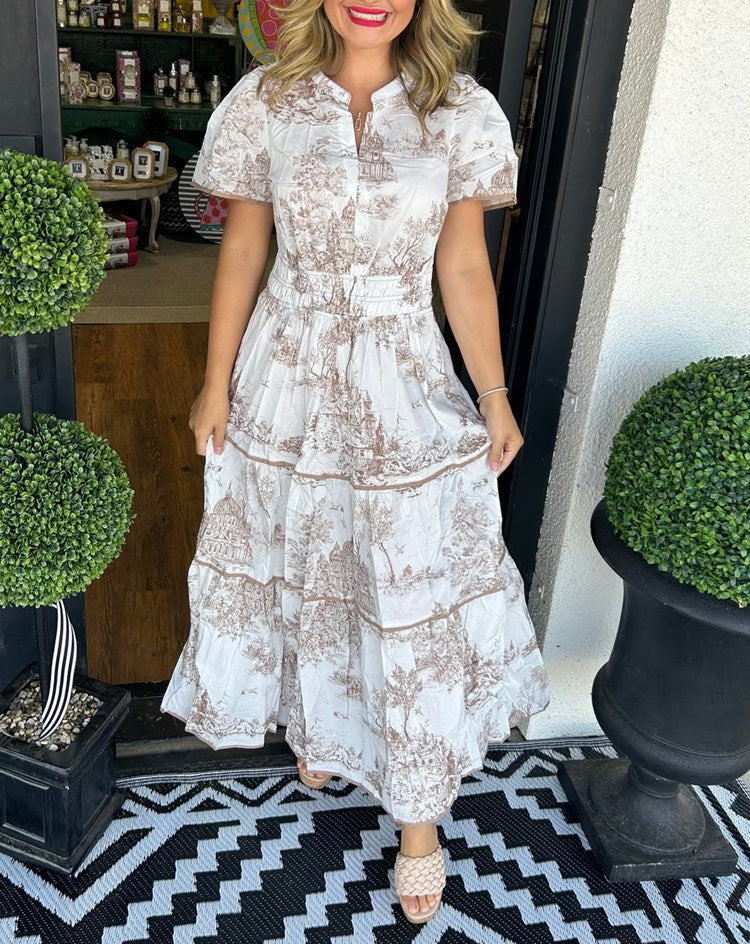 Selindra - Robe Maxi Classique à Imprimé Toile