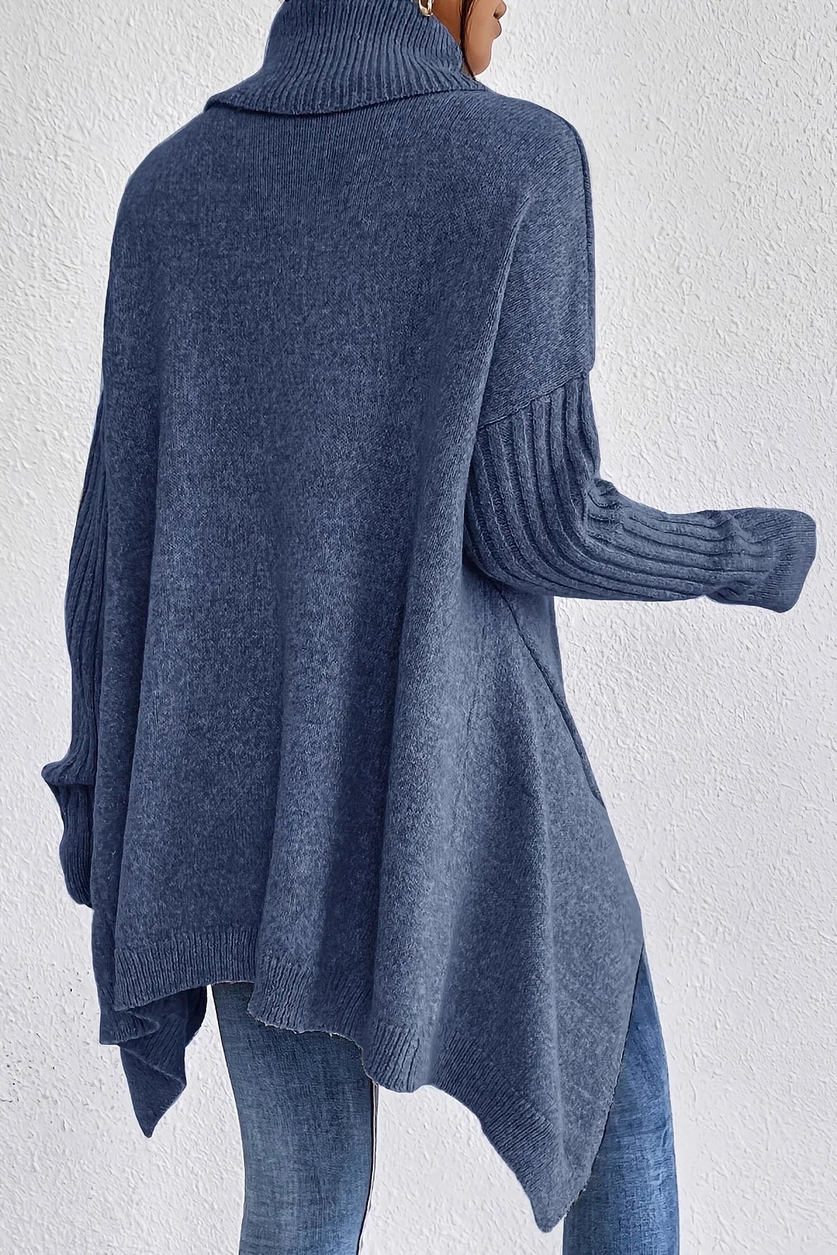 Léocadie - Pull femme oversize à col roulé en maille chaude