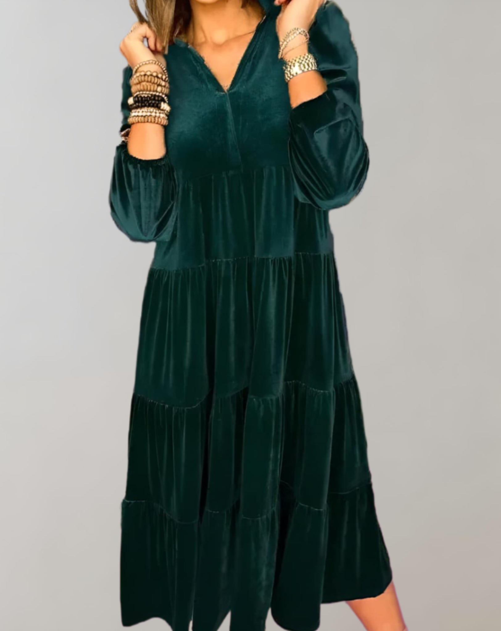 Louiza - Robe en velours fluide avec décolleté en V