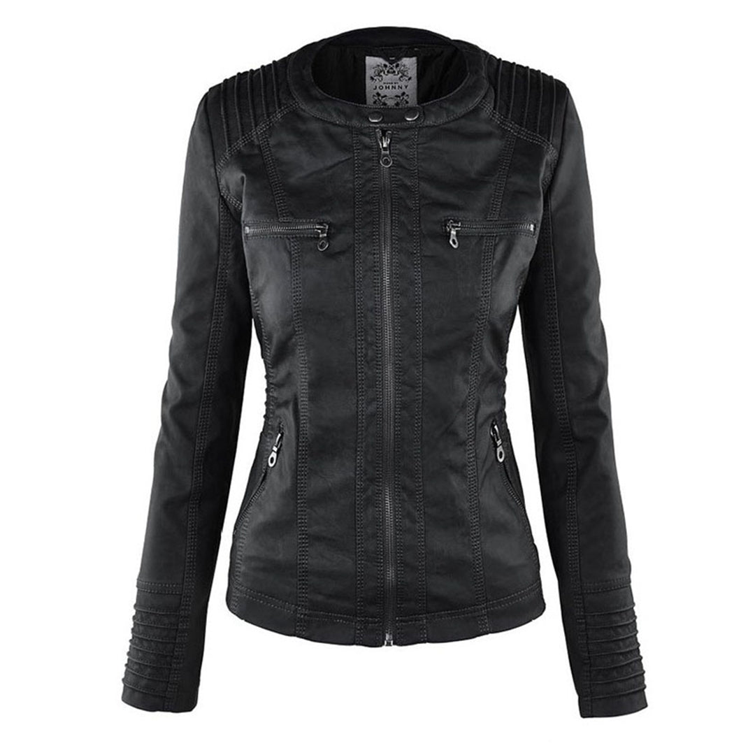 Rieke - Women's faux leather hooded jacket with zipper