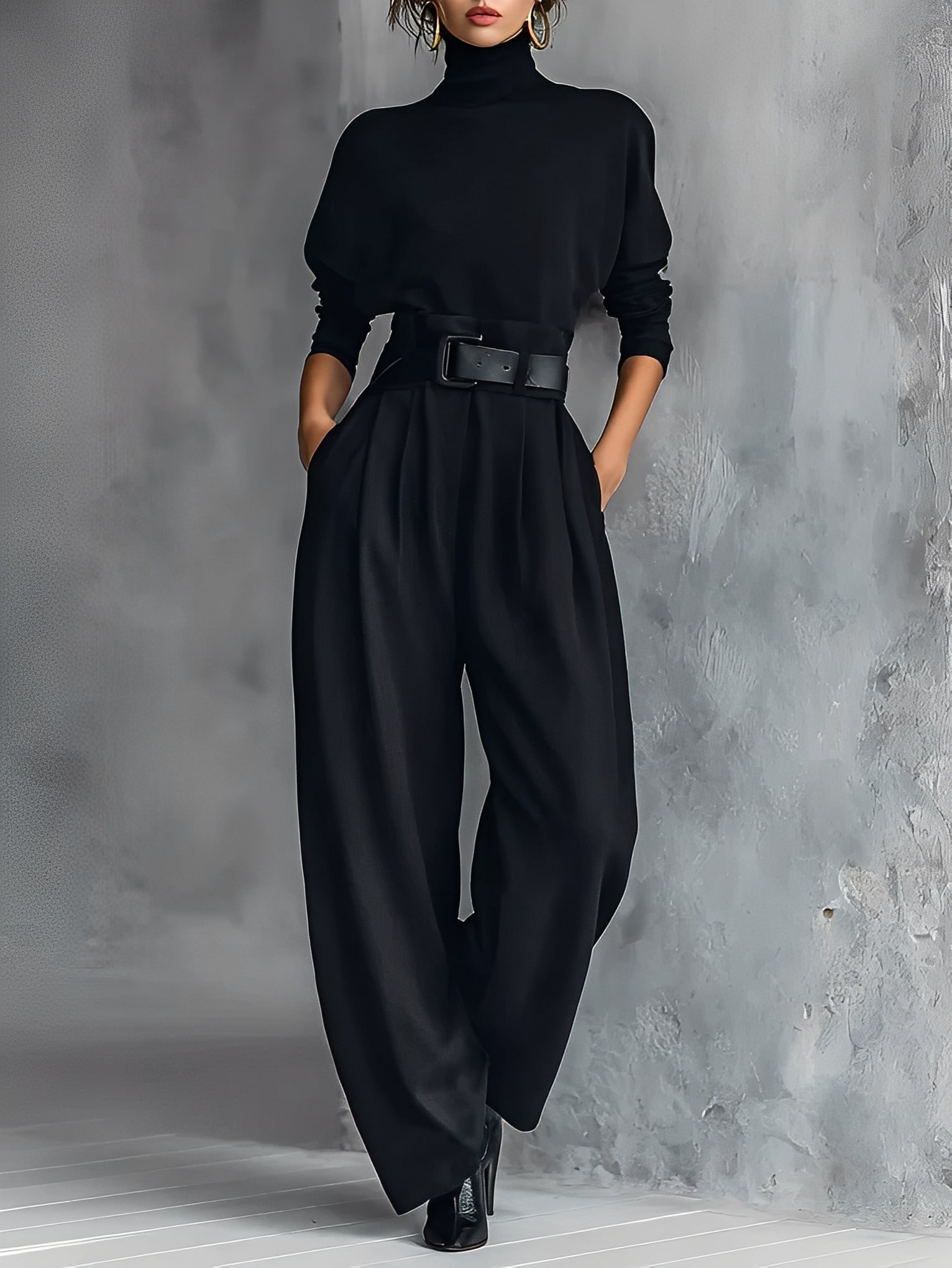 Neravirae - Ensemble Col Roulé & Pantalon Droit Élégant