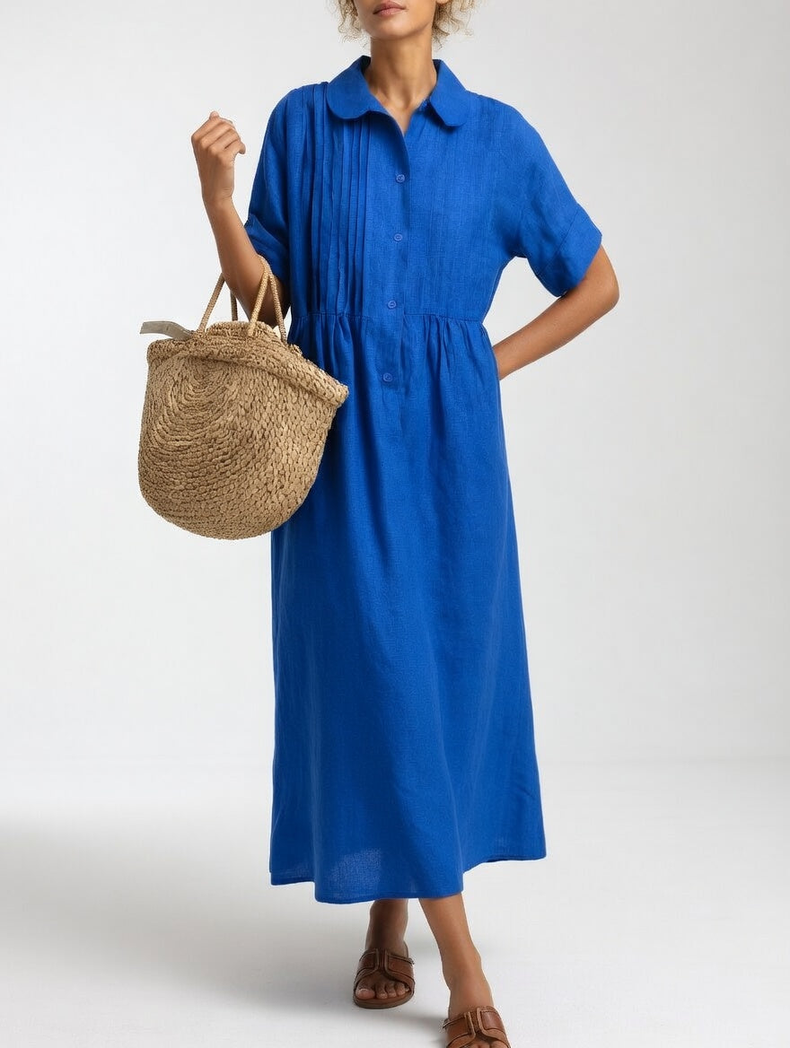 Quorissa - Robe chemise longue femme en coton fluide et confortable