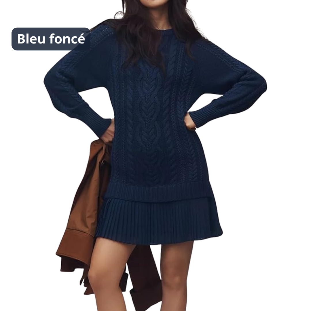 Marivessa - Robe Pull Torsadée Chaude et Élégante pour l’Hiver