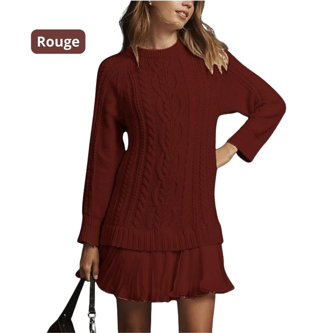 Marivessa - Robe Pull Torsadée Chaude et Élégante pour l’Hiver