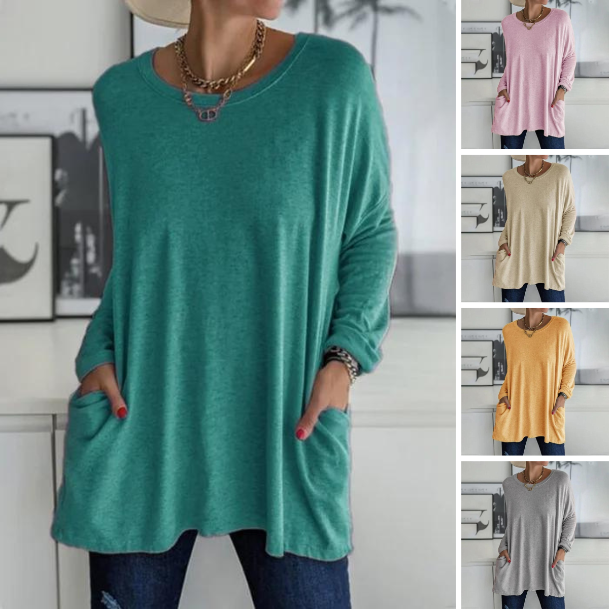 Daliah - T-shirt à manches longues avec poche