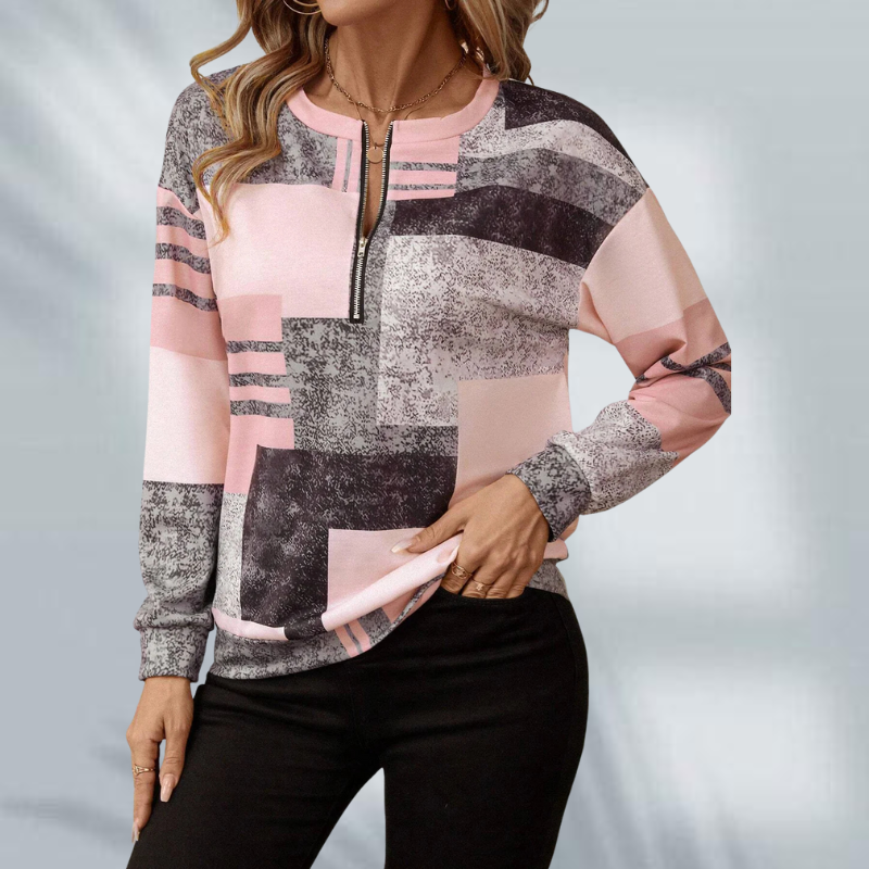 Oralissora - Pull En Patchwork Géométrique À Demi-Zip