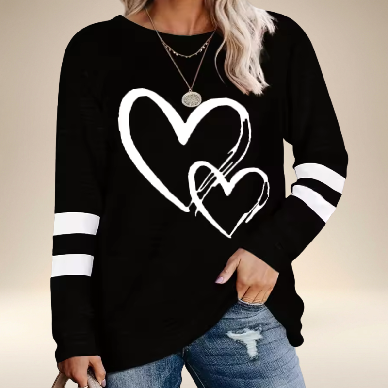 Faloria - Sweat Oversize Femme à Imprimé Cœur