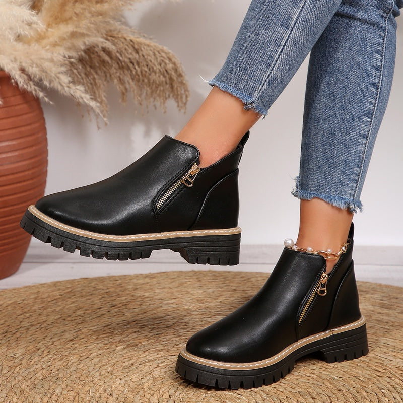 Zarah - Bottines femme à plateforme avec fermeture latérale zippée