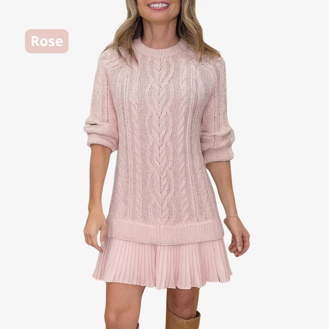 Marivessa - Robe Pull Torsadée Chaude et Élégante pour l’Hiver